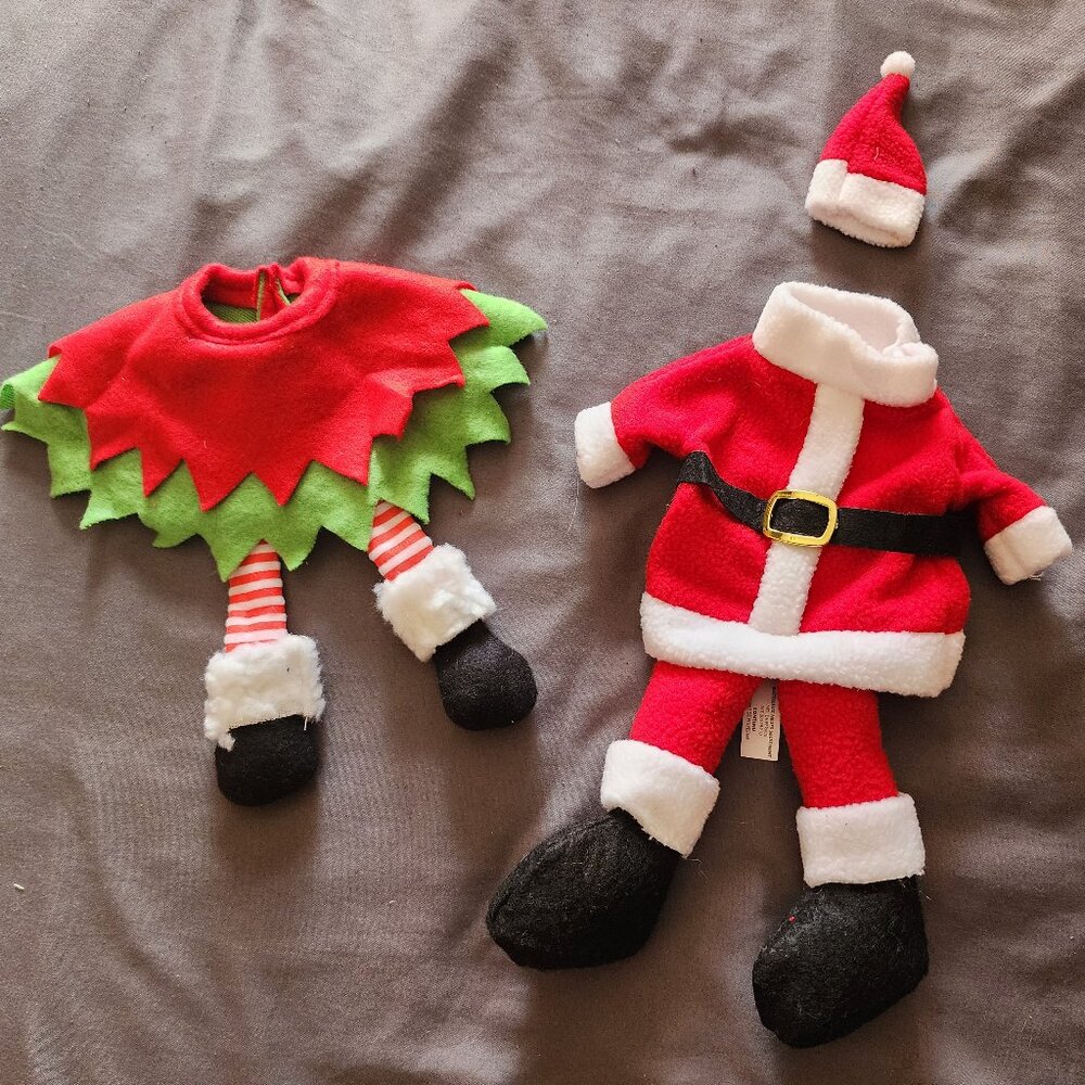 Holiday decorations costumes for wine bottles
